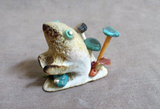 Amazing Native Zuni Antler Frog Family Trio Fetish Carving by Ruben Najera C4238