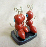 Native Zuni Pipestone Three Ant Family Fetish by Danny Booqua - C3164