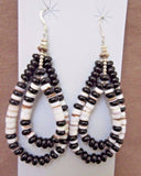 Santo Domingo Black Marble, Heishi & Silver Hook Earrings by J Calabaza JE0249