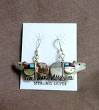 Native Zuni Picasso Marble Bear Fetish Hook Earrings by Darrin Boone JE656