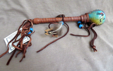 Native Navajo Handmade Rawhide Kokopeli Mini Rattle by Fedelia Beaver  M356