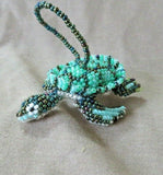Native Zuni Made Beaded Sea Turtle Multi-color Car Charm or Ornament M300