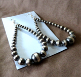 Native Navajo Sterling Silver Graduated Navajo Pearl Hook Earrings  JE614