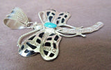 Navajo Jet & Turquoise Sterling Dragonfly Pendant by Alonzo Mariano  JP0202