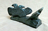 Native American Zuni Jet Triple Ravens Fetish Carving by Rochelle Quam  C3687