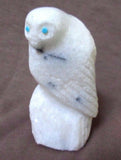 Zuni Amazing White Marble Snowy Owl by Master Carver Derrick Kaamasee C0652