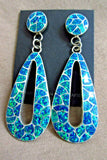 Zuni Blue and Green Gilson Opal inlay post Earrings by Carmichael Haloo JE535