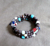 Santo Domingo Turquoise & Multi-Gemstone Wrap Wire Bracelet by H Tsosie JB268