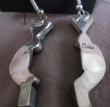 Zuni Multi-Stone Kokopeli Inlay & Sterling Dangle Hook Earrings by GG - JE00157