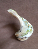 Zuni RARE Green Snail Shell Eagle & Maiden Carving by Faye Quandelacy (D) C4585