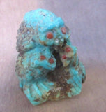 Zuni Amazing Turquoise Owl w/ Owlettes by Master Carver Derrick Kaamasee C0184