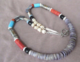 Navajo Heavy Spiny Oyster & Multi-Stone Necklace w/ silver beads &clasp JN0052
