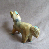 Native Zuni Zuni Rock Horse w inlay Carving Fetish by Enrike Leekya C4521
