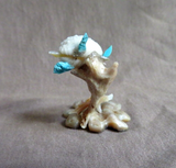 Native Zuni Shell Sea Turtle on Antler Base Fetish Carving by Ruben Najera C4168