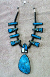 Santo Domingo XL Inlay Multi-Stone Pendant & Jet Necklace by Chris Nieto JN446