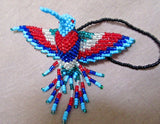 Native Zuni Made Beaded Hummingbird Multi-color Car Charm or Ornament M0152