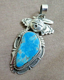 Native Royston Turquoise & Sterling Kachina Pendant by Bennie Ration JP261