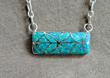 Native Zuni Sterling & Simmering Opal Inlay NECKLACE by Orlinda NATEWA  JN407