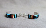 Zuni Awesome Multi-Stone Inlay Sterling Post Earrings by Leif Esalio JE651