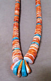 X-Large Santo Domingo Turquoise & Spiny Oyster Necklace by Lupe Lovato JN0315