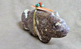 Native Zuni Lepidolite Wolf w/ Bundle Fetish by Leland & Daphne Boone C3584