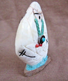 Native Zuni White Marble 2 Sided Corn Maiden Fetish by Vickie Quandelacy C2101