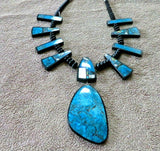 Santo Domingo XL Inlay Multi-Stone Pendant & Jet Necklace by Chris Nieto JN446