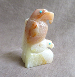 Native Zuni Onyx Eagle w Chick on Rock Fetish by Derrick Kaamasee C4470