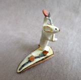 Native Zuni Antler Mini Rabbit w/Roses Fetish Carving by Ruben Najera C4492