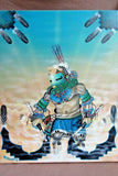 Native Zuni Oil on Canvas Painting -  Parrot Kachina by Alex Sanchez HP76