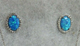 Zuni Sterling & Simmering Opal NECKLACE & Earrings by Emery Lalacito  JN417