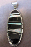 Navajo Onyx & Opal Sterling Silver Pendant by Steve Francisco JP0035