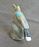 Native Zuni Zuni Rock & Turquoise Eagle carving fetish by Freddie Leekya C3609
