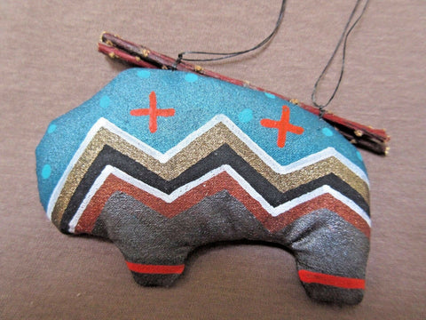 Native Navajo Handmade Soft Sculpture Buffalo Ornament by Peter Ray James  M0112