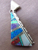 Navajo Multi-Color Opal Abstract Inlaid Pendant by Celina Yazzie JP0067