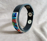 Navajo Multi-stone w/ Sterling Leather Adjustable Bracelet by E Yazzie - JB272