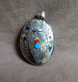 Zuni 2 Sided Mother of Pearl Corn Maiden Silver Pendant by Gloria Chattin JP74