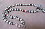 Navajo Sterling Navajo Pearls & Turquoise Necklace & Earrings by L James JN0159