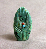 Native Zuni Turquoise Maiden Fetish Carving w etchings by Mike Yatsayte  - C4570