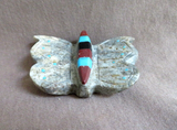 Native Zuni Serpentine Butterfly Fetish w Inlay by Brandon Phillips - C4278