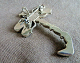 Zuni Multi-Stone & Sterling Inlay Dragonfly Pin Pendant by M Y  JP267