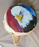 Native Navajo Hand Made Hand Painted Eagle & Snow Leopard Drum by JC Black M327