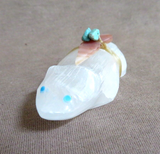 Native Zuni Selenite Badger w/ Bundle Fetish by Leland Boone & Daphne Quam C4191