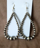 Native Navajo Sterling Silver Graduated Navajo Pearl Hook Earrings  JE614