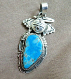 Native Royston Turquoise & Sterling Kachina Pendant by Bennie Ration JP261