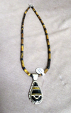 Native Navajo Sterling, Tiger's Eye, Jasper & Onyx 17" Necklace by  D John JN485