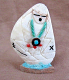 Native Zuni White Marble 2 Sided Corn Maiden Fetish by Vickie Quandelacy C2101