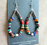 Native Santo Domingo Multi-stone & Heishi Hook Earrings JE558