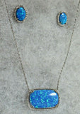 Zuni Sterling & Simmering Opal NECKLACE & Earrings by Emery Lalacito  JN417