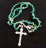 Santo Domingo Made Sterling Silver & Turquoise Bead Rosaryby Eileen Coriz MR003A
